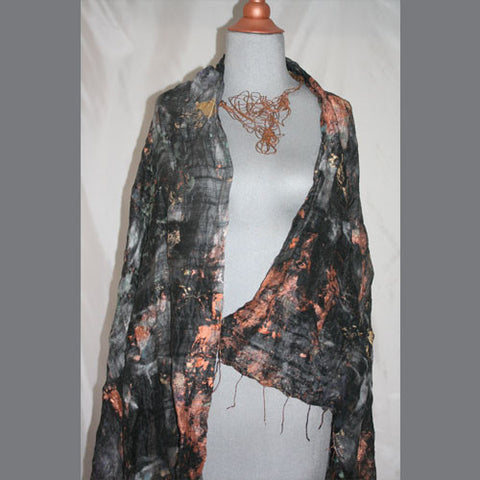 Night Sky Raw Silk Scarf handpainted