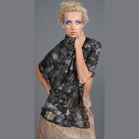 Night Sky Raw Silk Scarf handpainted