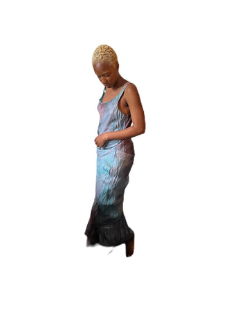 Atlantis bias cut double layered silkdress,one of a kind.