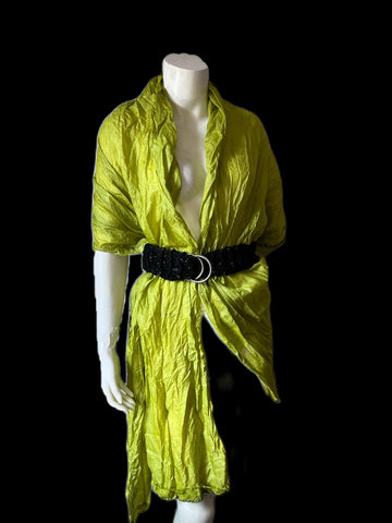 Key lime chantreuse raw silk wrap