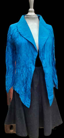 Majorelle Silk Blazer in natural deep Turquoise. One size fits Most