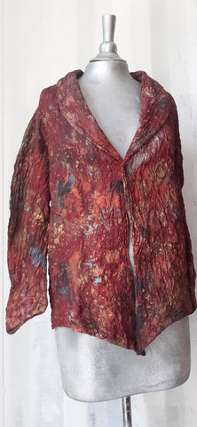 Elizabeth hand painted One-of a Kind Blazer Made from 2 Layered Silk