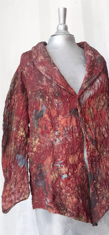 Elizabeth hand painted One-of a Kind Blazer Made from 2 Layered Silk