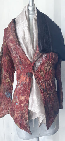 Elizabeth hand painted One-of a Kind Blazer Made from 2 Layered Silk