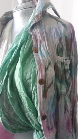 March- xxl silk shawl mauve/ mint