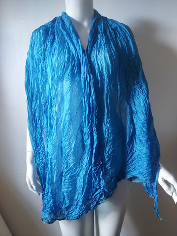 Indigo sky blue paj silk scarf, x large.