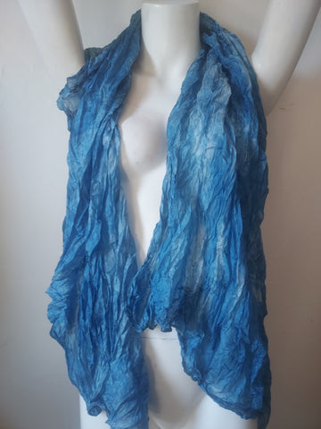 Indigo sky blue paj silk scarf, x large.