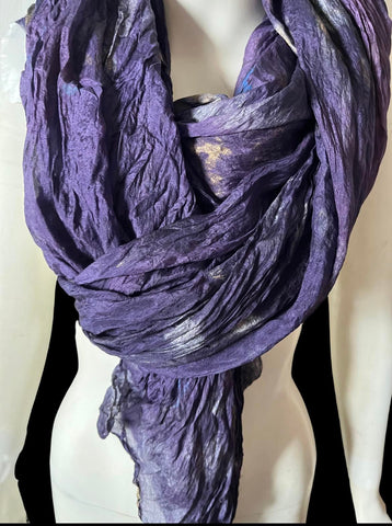 Mary extra-large deep purple silk scarf