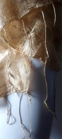 Golden Olden fine Raw Silk eco- dyed Scarf with fringes at old-world price.